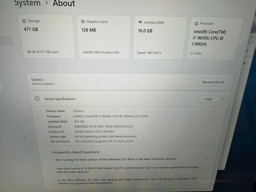 Surface laptop 2 - Refushed