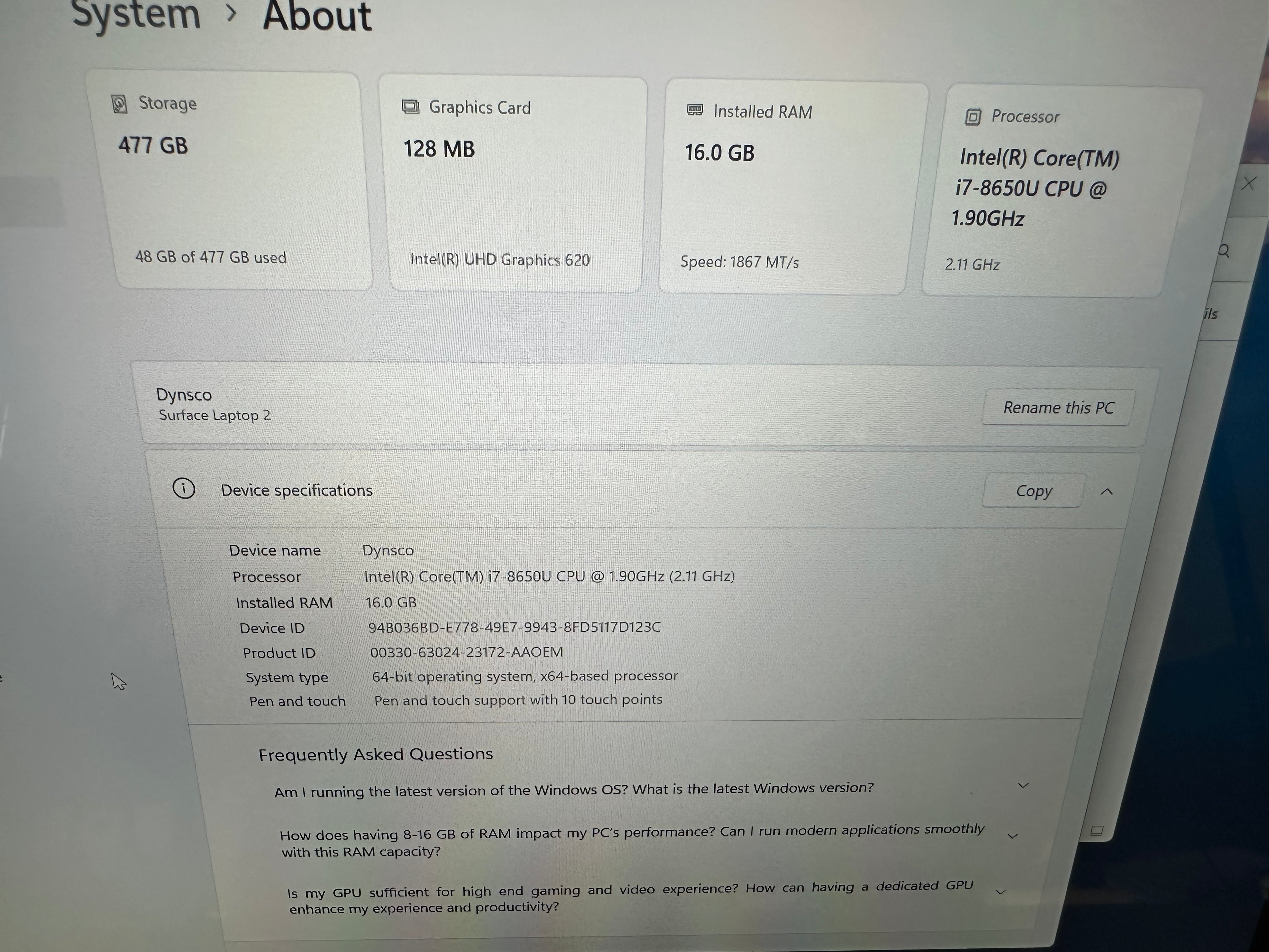 Surface laptop 2 - Refushed