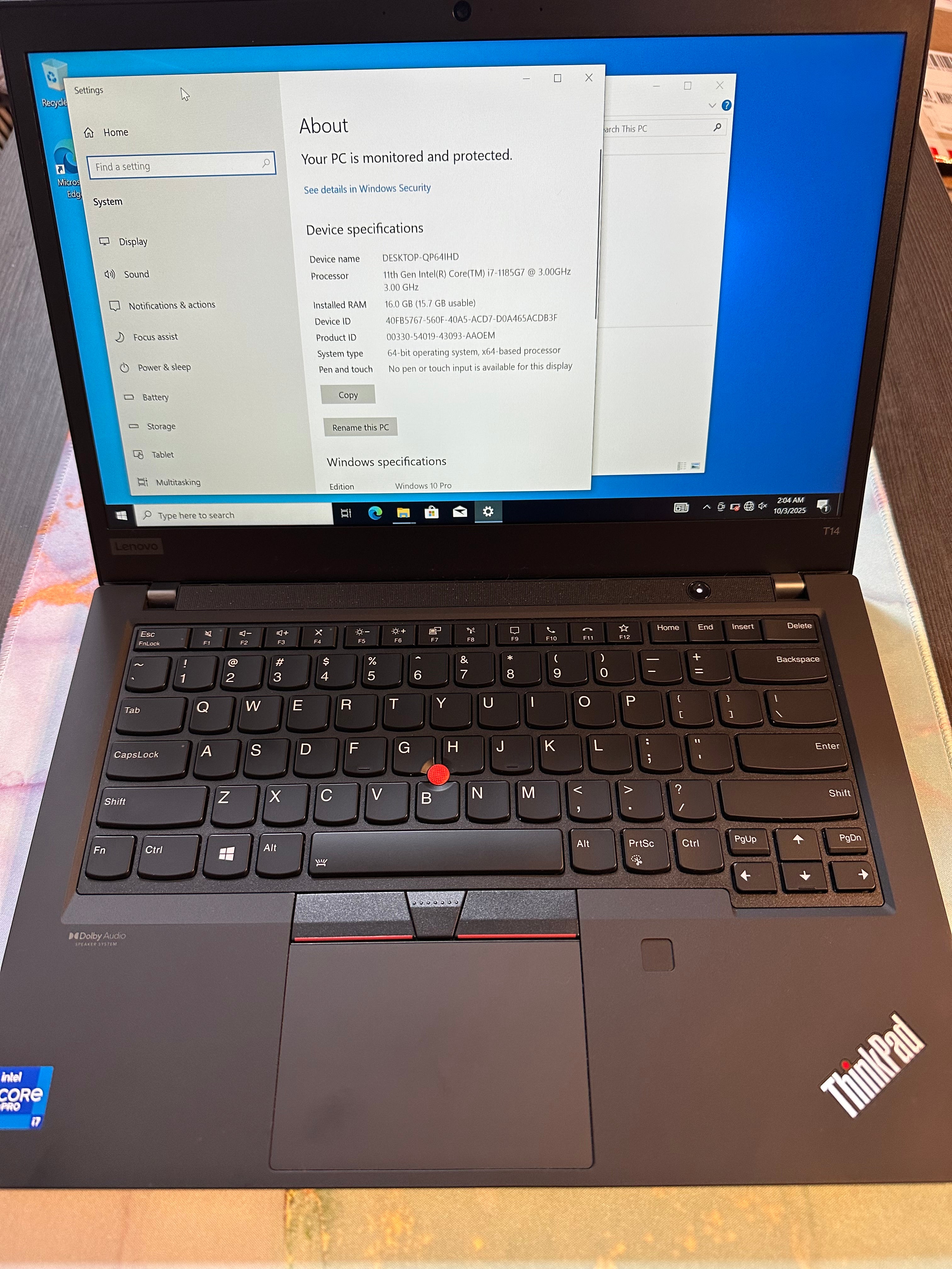 ThinkPad T14 2th i7-16|512