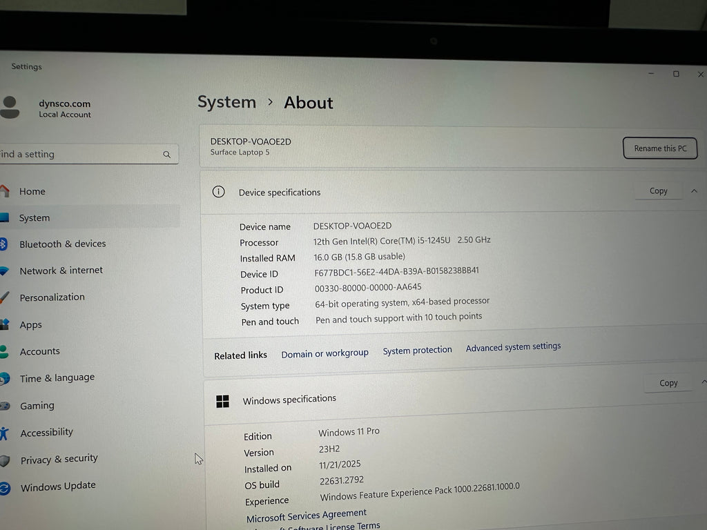 Surface Laptop 5 - 2022 core i5-1245U/2.50GHz 16GB RAM - 256GB Black (Clasificación A)