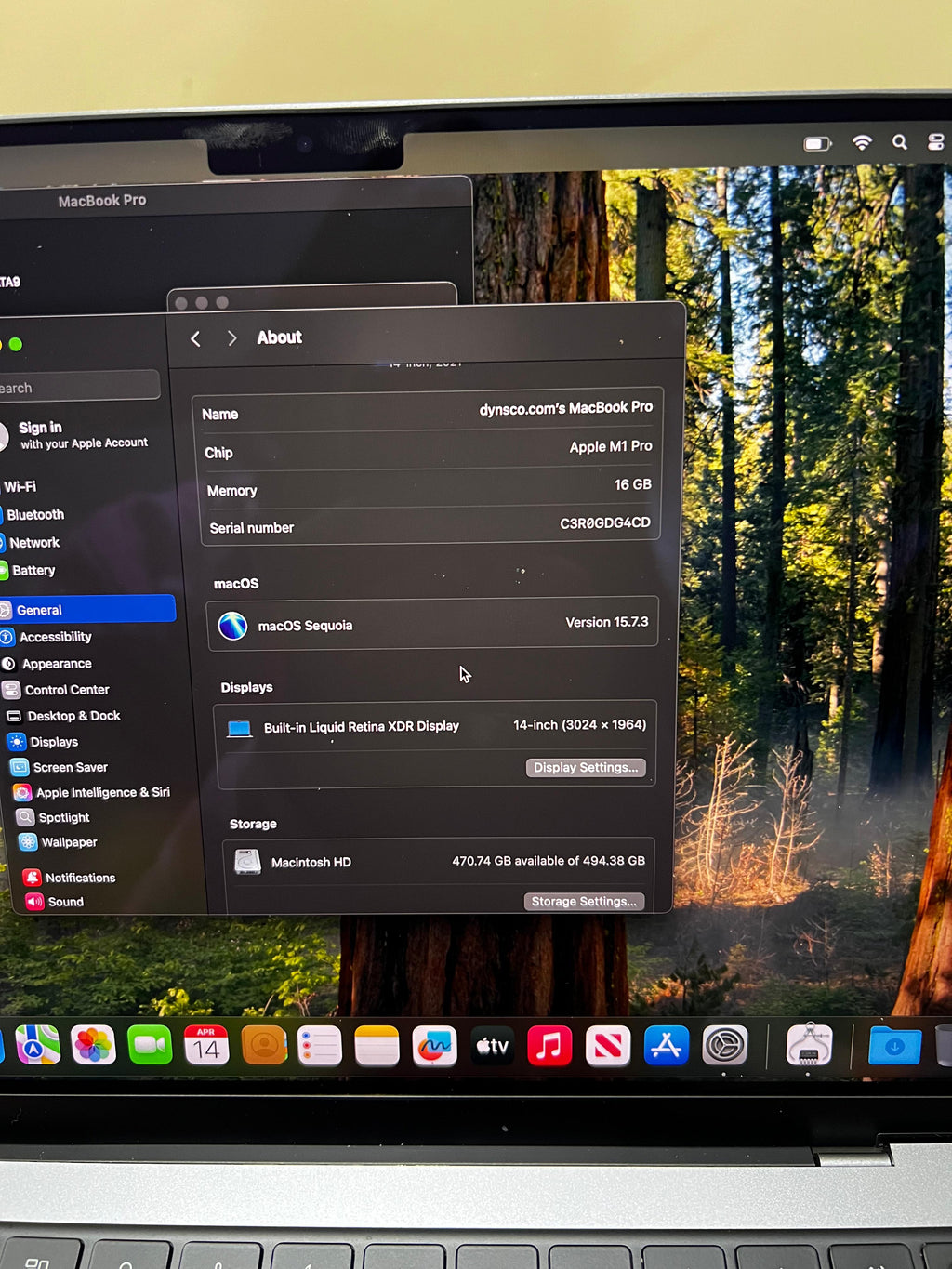 Apple MacBook Pro M1 2021 - 16GB RAM - 512GB 14" - 281 ciclos (87%) Plateado (Clasificación A)