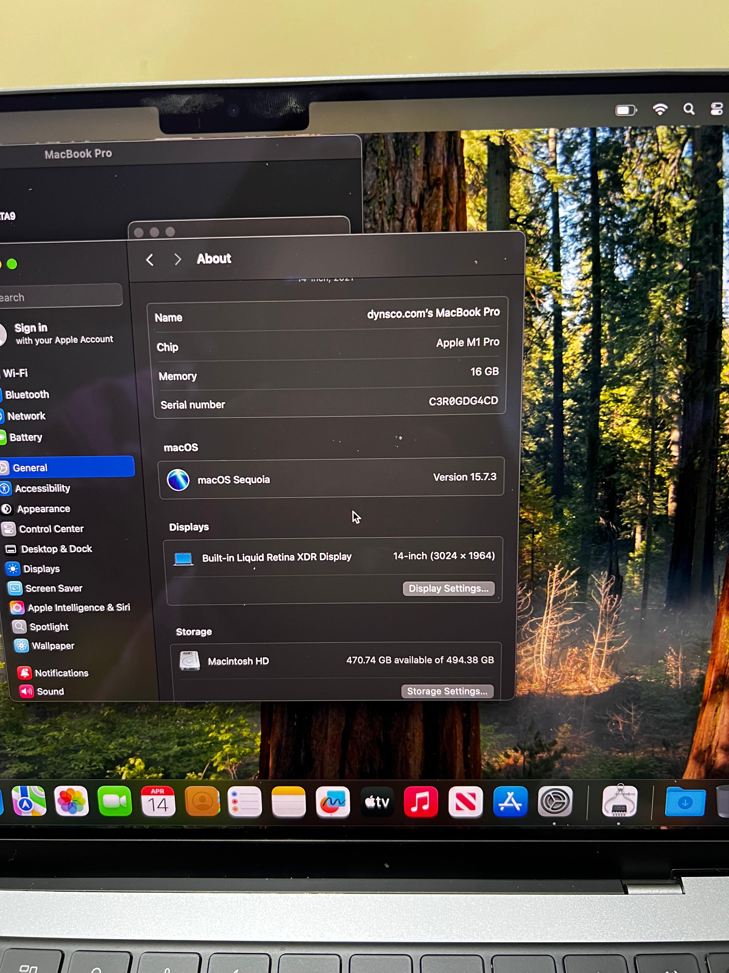 Apple MacBook Pro M1 2021 - 16GB RAM - 512GB 14" - 281 ciclos (87%) Silver (Clasificación A)