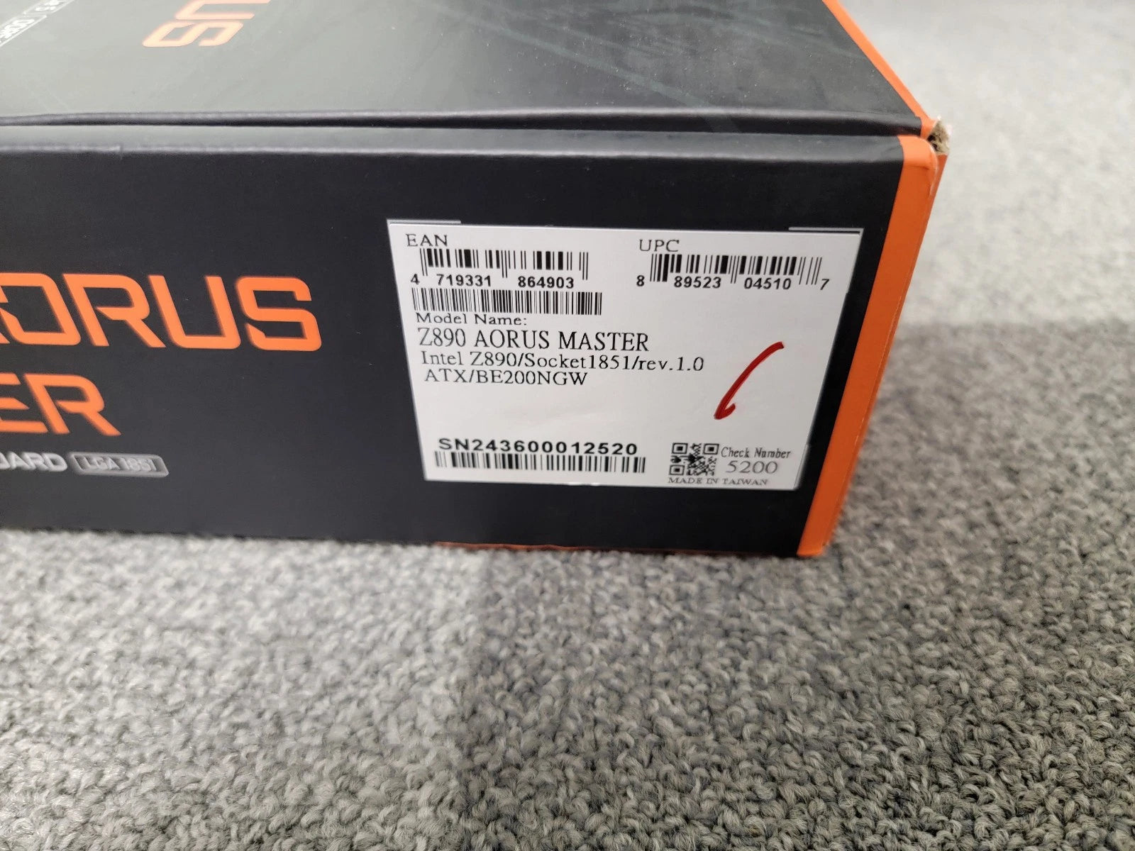 Gigabyte Z890 Aorus Master Wi-Fi 7 (intel) LGA 1851 motherboard - Open Box
